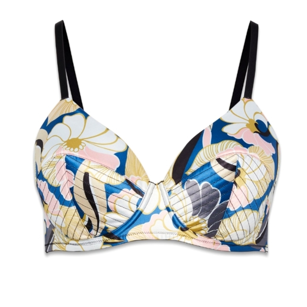 Savage X Fenty Sexties Bullet Bra - Classic Blue Petal Trippin Print, 42DDD NWOT